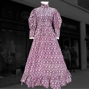 💜SOLD💜 RARE Laura Ashley VTG 70s Purple Mythical Beasts Griffin Maxi Dress